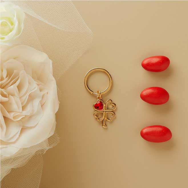 26736 - poortachiavi piccolo quadrifoglio oro con cuore rosso
