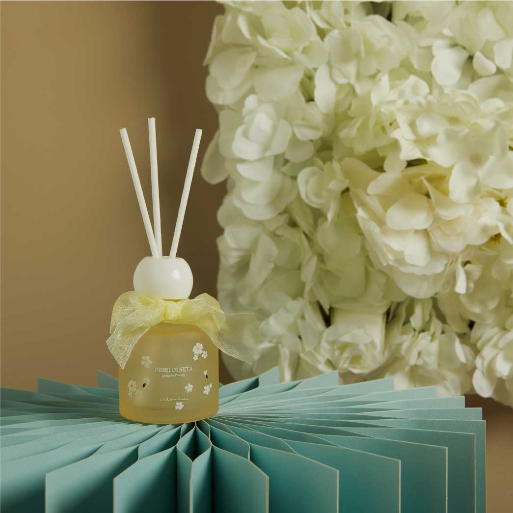 26244 - diffusore giallo decoro fiori 50ml 5x7,5