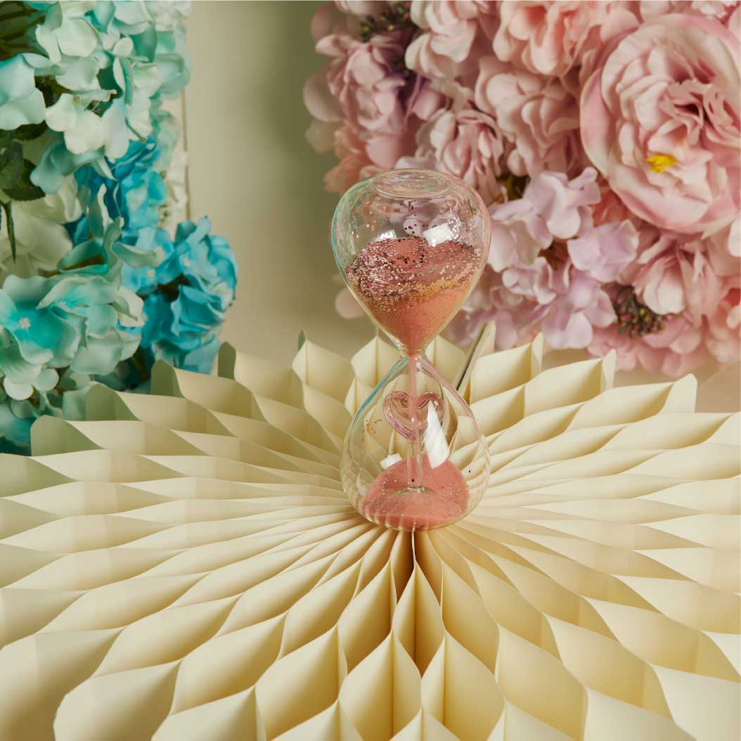 26212 - clessidra con cuore rosa 6,x6x14,5