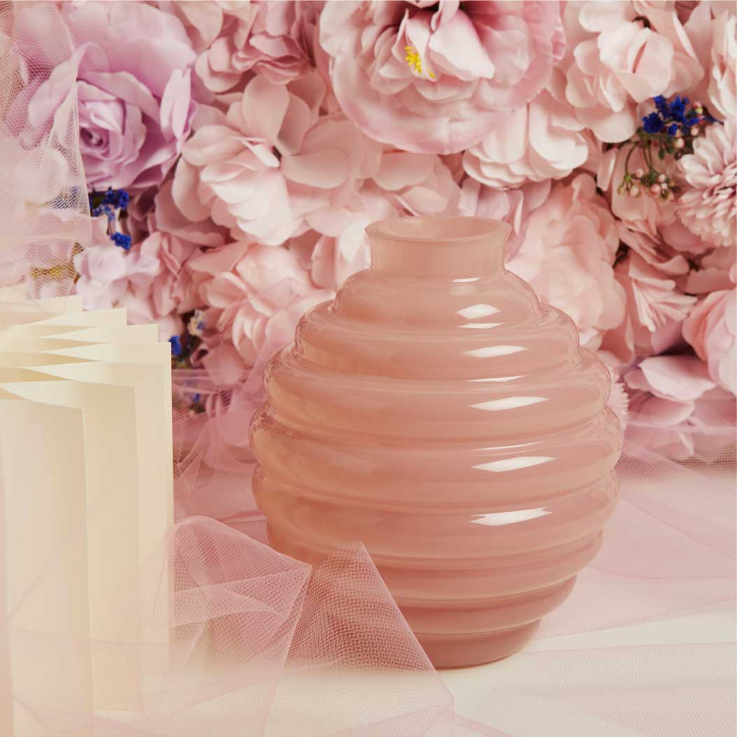 26185 - vaso tondo piccolo rosa 14,5x16,5