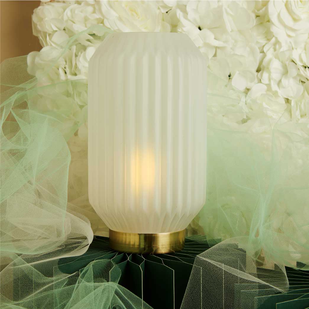 26152 - LAMPADA GRANDE PLISSETTATA BIANCA 14X14X26