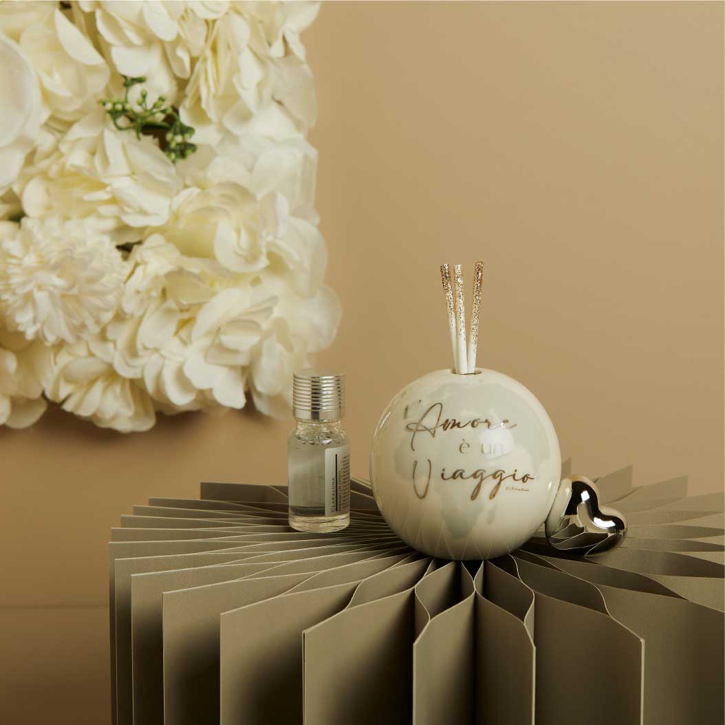 26122 -  DIFFUSORE GLOBO PICCOLO CON CUORE SILVER 9,5X9X6